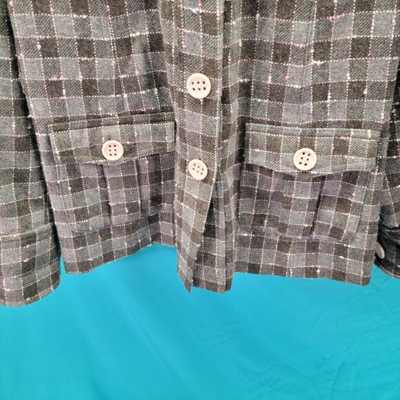 Baxis Womens Medium Plaid Wool Jacket With Button Front Closure & Pockets - Picture 5 of 11